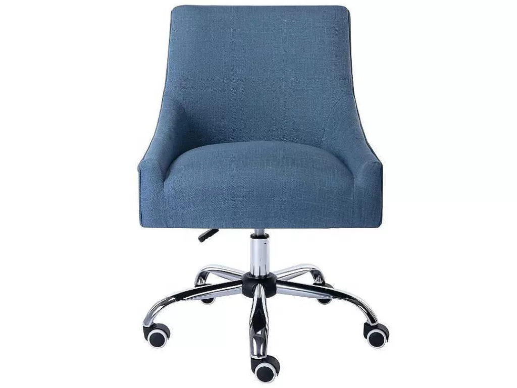 Cadeira De Escritório*Vente-unique Cadeira De Escritório Tecido Azul, Altura Regulavel - Wondio