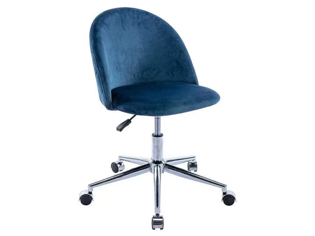 Cadeira De Escritório*Vente-unique Cadeira De Escritório Veludo Azul Altura Regulavel - Melbourne