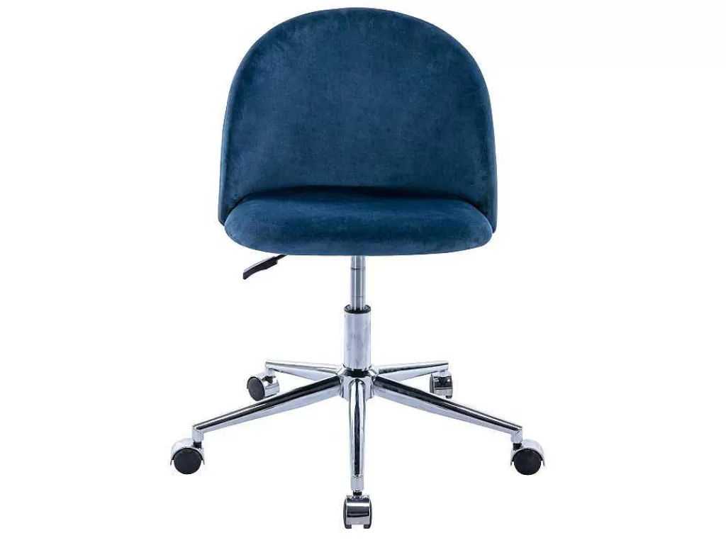 Cadeira De Escritório*Vente-unique Cadeira De Escritório Veludo Azul Altura Regulavel - Melbourne