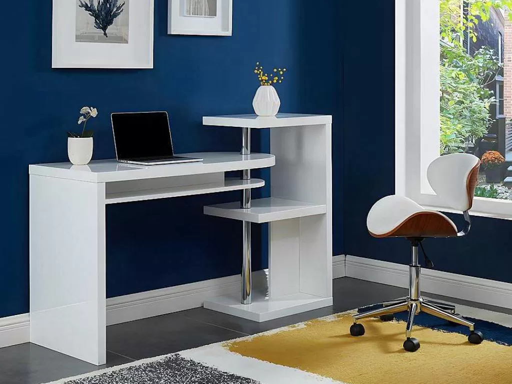 Cadeira De Escritório*Vente-unique Cadeira De Secretária De Altura Ajustavel Em Pele Sintética Branco E Castanho Noz - Montenegro