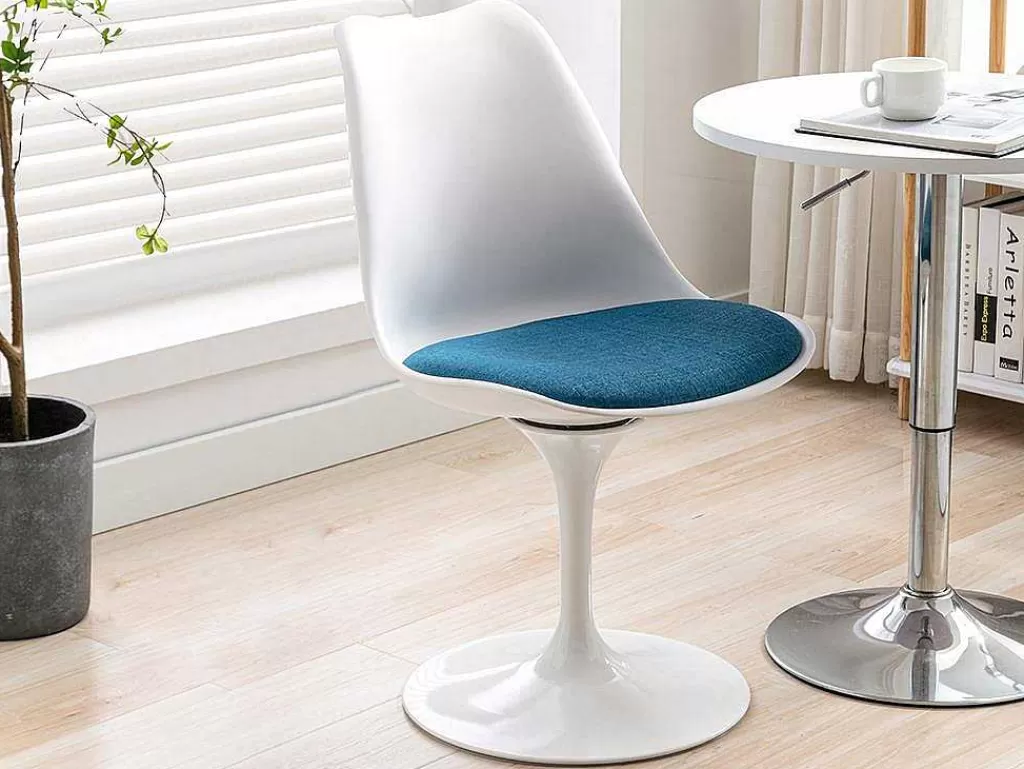 Cadeira De Escritório*Vente-unique Cadeira Em Polipropileno E Metal Cor Azul E Branco - Xafy