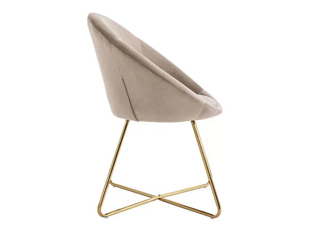 Cadeira*Vente-unique Cadeira Em Veludo E Metal Dourado, Cor Bege - Burban