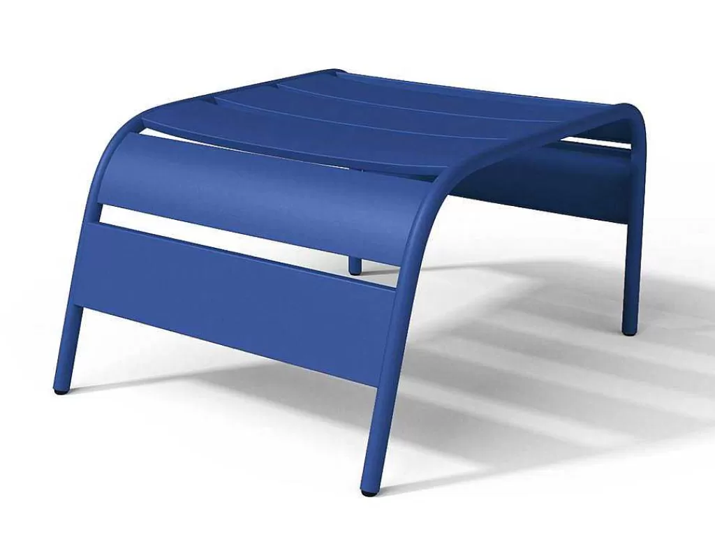 Conjunto Relax De Jardim*MYLIA Cadeirão Baixo De Jardim Empilhavel + Apoio De Pés Em Metal Azul-Escuro - Mirmande