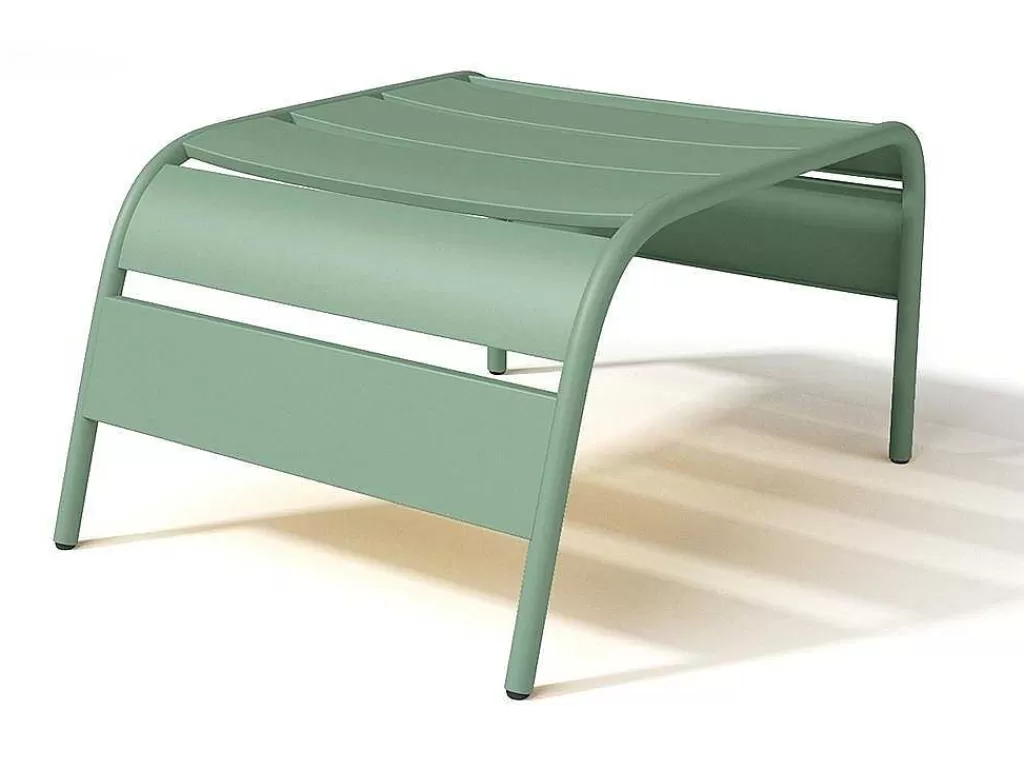 Conjunto Relax De Jardim*MYLIA Cadeirão Baixo De Jardim Empilhavel + Apoio De Pés Em Metal Cor Verde Amendoa - Mirmande