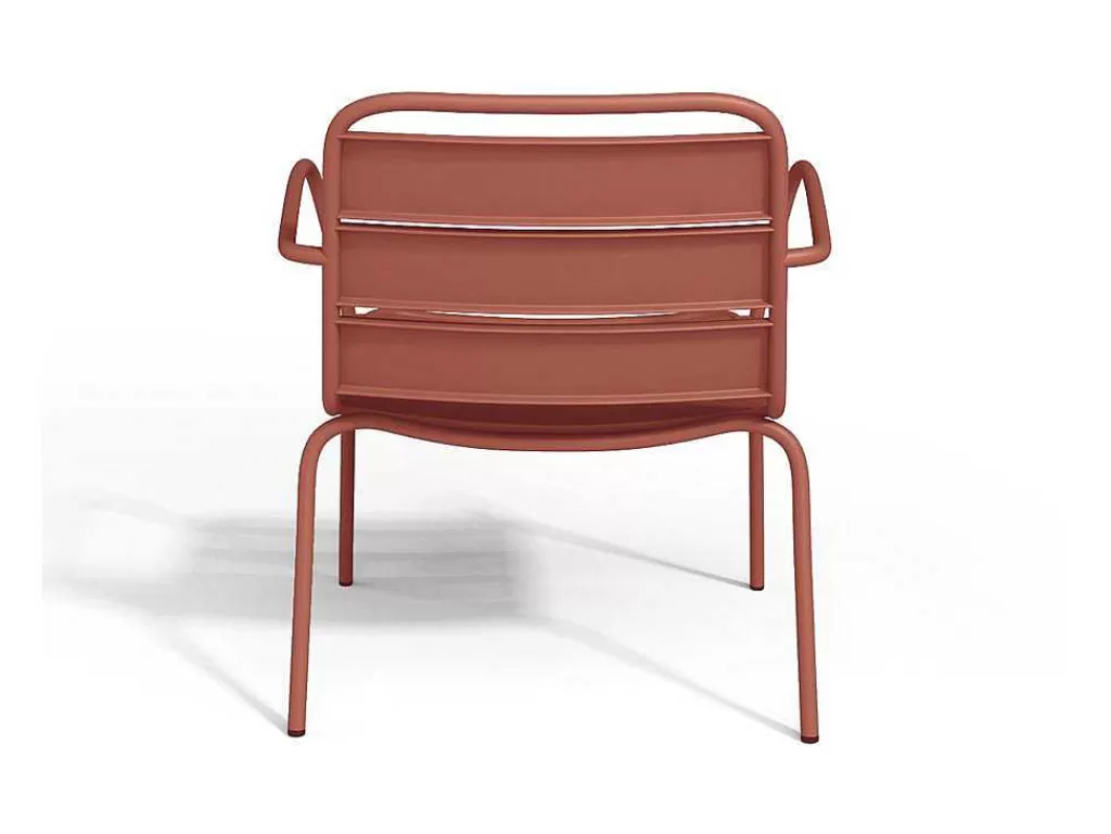 Conjunto Relax De Jardim*MYLIA Cadeirão Baixo De Jardim Empilhavel + Apoio De Pés Em Metal Terracota - Mirmande