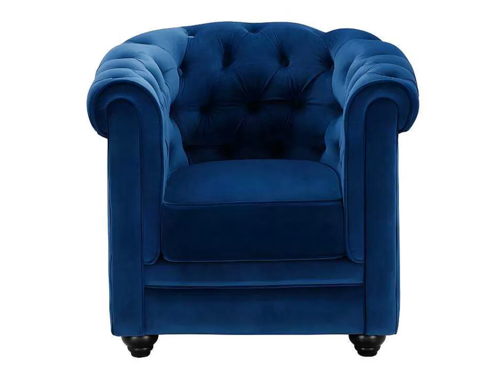 Poltrona Em Tecido*Vente-unique Cadeirão Chesterfield - Veludo Azul Real