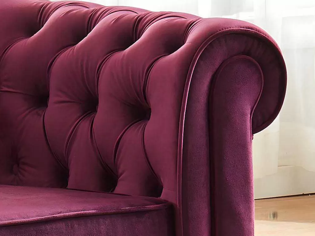 Poltrona Em Veludo*Vente-unique Cadeirão Chesterfield - Veludo Roxo