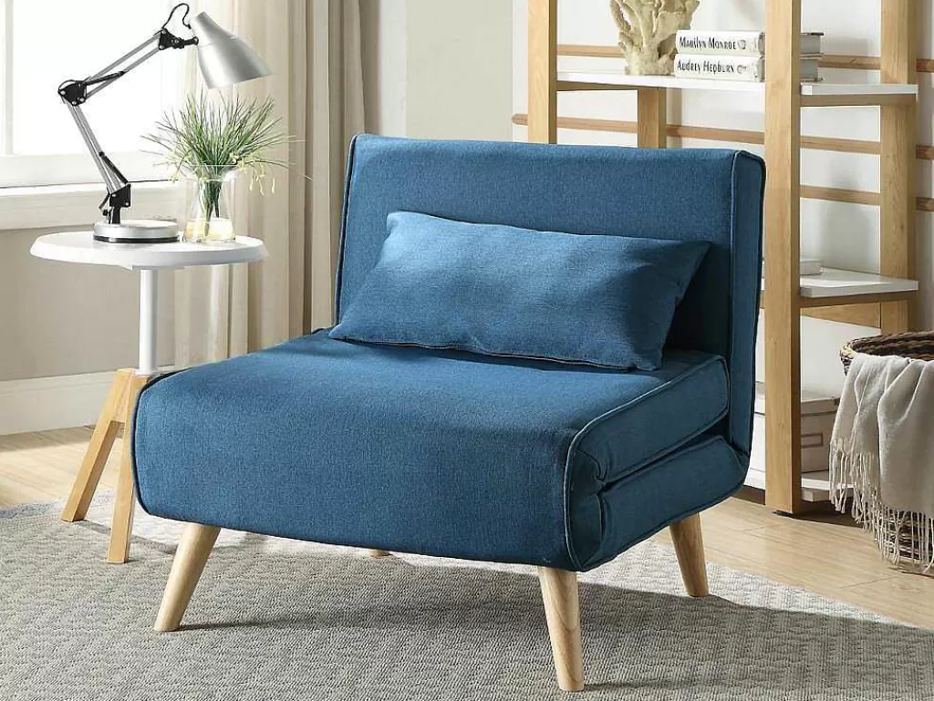 Poltrona Cama*Vente-unique Cadeirão Convertivel Em Tecido Azul - Posio