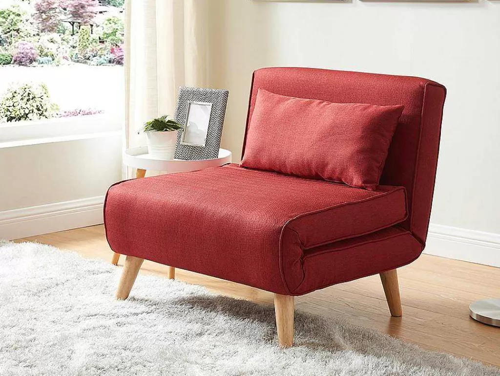 Poltrona Cama*Vente-unique Cadeirão Convertivel Em Tecido Vermelho - Posio