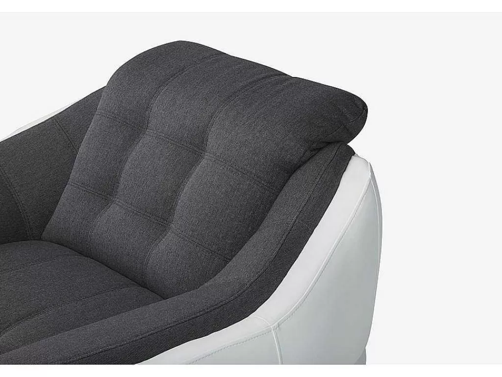 Poltrona Em Pele Sintética*Vente-unique Cadeirão Em Tecido E Pele Sintética Bicolor Cinza E Branco - Farez
