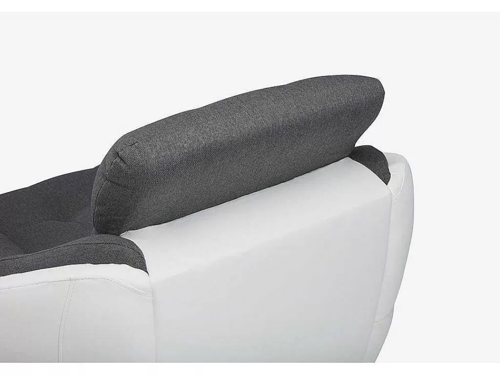 Poltrona Em Pele Sintética*Vente-unique Cadeirão Em Tecido E Pele Sintética Bicolor Cinza E Branco - Farez