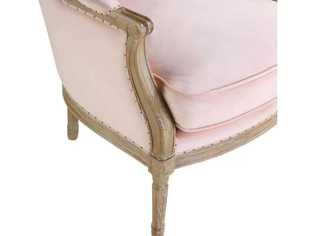 Poltrona Em Veludo*Vente-unique Cadeirão Em Veludo Rosa Pastel - Alienor