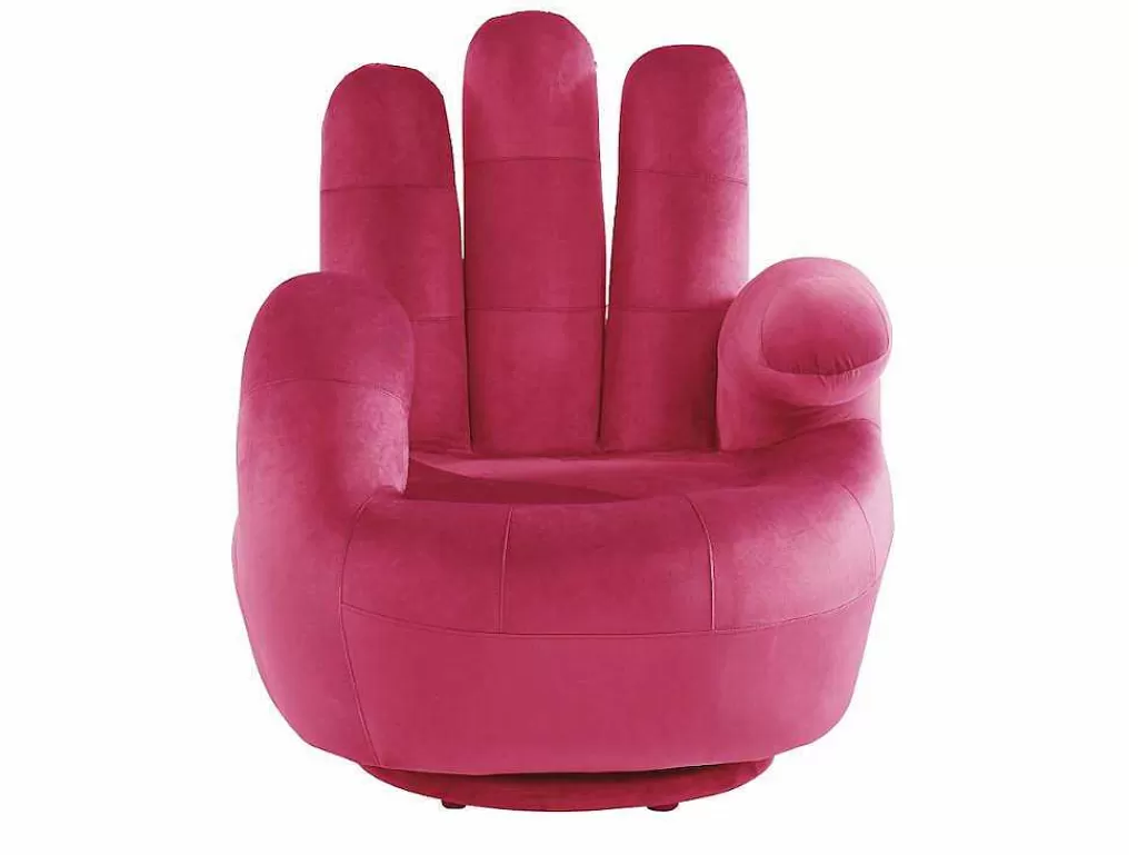 Poltrona Em Forma De Mão*Vente-unique Cadeirão Mão Giratorio Em Veludo Fucsia - Catchy