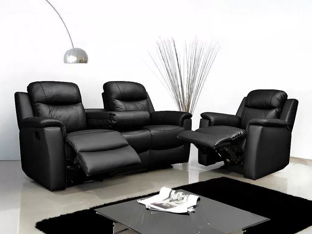 Cadeirão Relax*Vente-unique Cadeirão Relax Em Pele Preto - Evasion