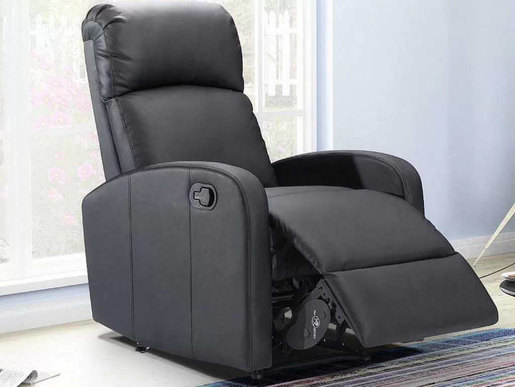 Cadeirão Relax*Vente-unique Cadeirão Relax Em Pele Sintética Preto - Isao