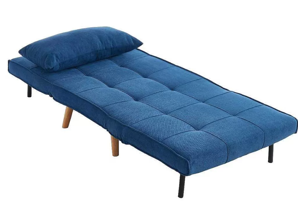 Poltrona Cama*Vente-unique Cadeirão Xl Convertivel Em Tecido Azul - Chila