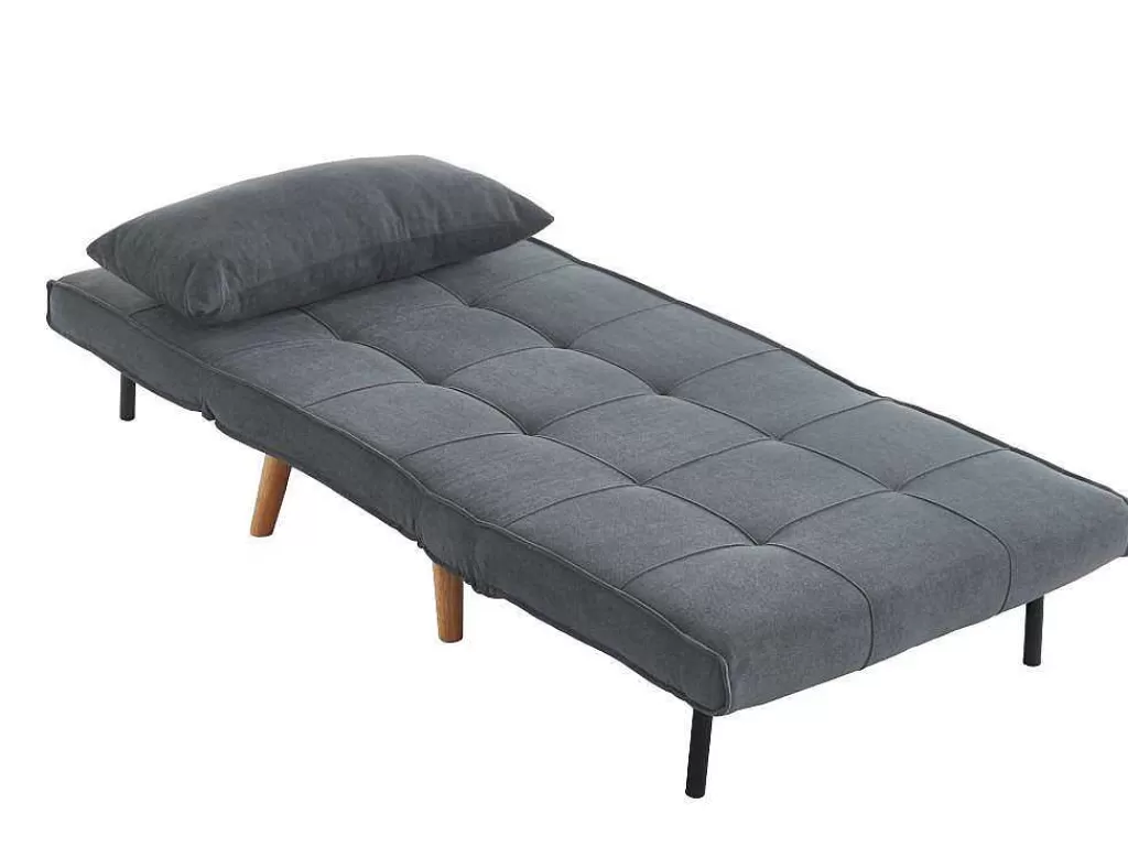 Poltrona Cama*Vente-unique Cadeirão Xl Convertivel Em Tecido Cinza - Chila