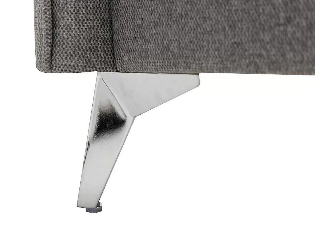 Cama De Adulto*Vente-unique Cama 160 X 200 Cm Com Cabeceira De Cama Acolchoada Tecido Cinzento - Funiti