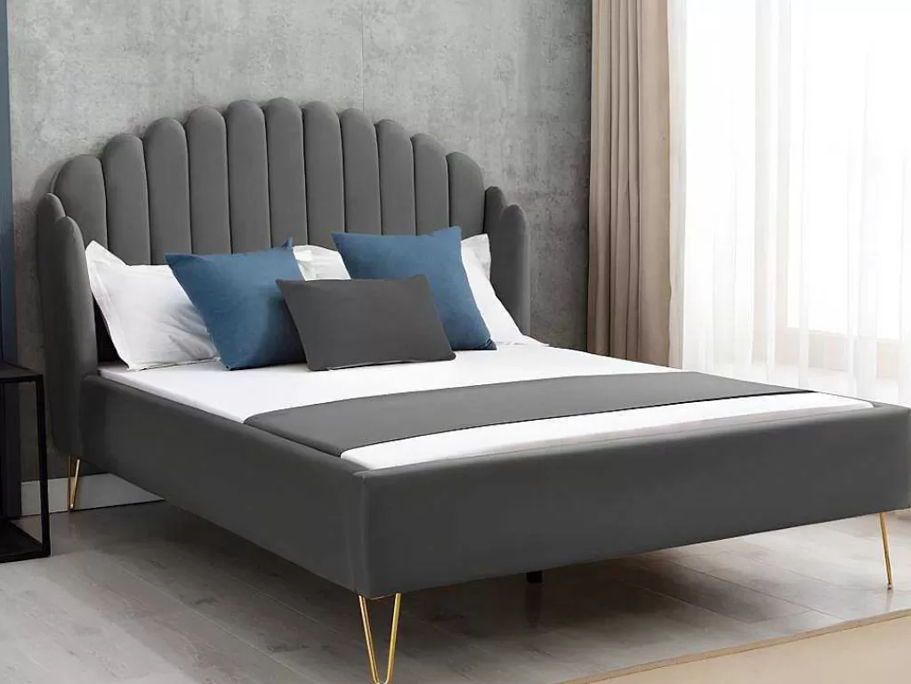 cama_160_x_200_cm_com_cabeceira_de_cama_ondulada_veludo_cinzento__colcho__sagali_2.webp Cama Em Veludo*Vente-unique Cama 160 X 200 Cm Com Cabeceira De Cama Ondulada Veludo Cinzento + Colchão - Sagali
