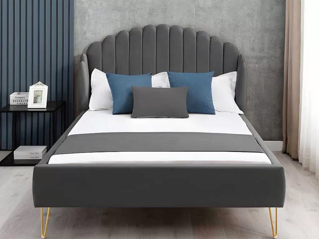 cama_160_x_200_cm_com_cabeceira_de_cama_ondulada_veludo_cinzento__colcho__sagali_3.webp Cama Em Veludo*Vente-unique Cama 160 X 200 Cm Com Cabeceira De Cama Ondulada Veludo Cinzento + Colchão - Sagali