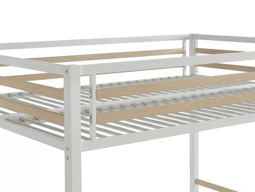 Cama Alta*Vente-unique Cama Alta 140X200 Cm Metal E Mdf Branco + Colchão - Jogui
