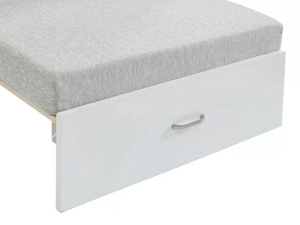 Cama De Criança*Vente-unique Cama Alta Com Secretária, Sofá Convertivel E Espacos De Arrumação De 90 X 200 Cm Em Pinho Macico Cor Esbranquicado - Goliath Iii