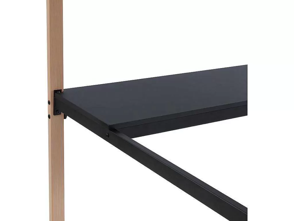 Cama Alta*Vente-unique Cama Alta Malicia - 90 X 190 Cm - Secretária Integrada - Preto E Cor Carvalho + Colchão