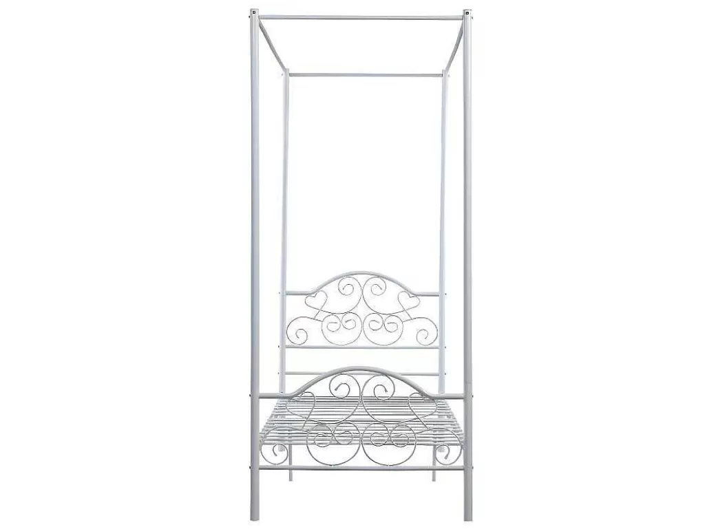 Cama De Criança*Vente-unique Cama Com Dossel 90X190Cm Em Metal Branco - Leyna
