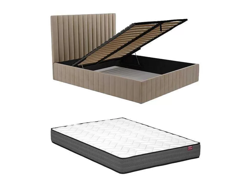 cama_com_espaco_de_arrumao_140_x_190_cm_com_cabeceira_de_cama_costuras_verticais_veludo_taupe__colcho__larali_7.webp Cama Em Veludo*Vente-unique Cama Com Espaco De Arrumação 140 X 190 Cm Com Cabeceira De Cama Costuras Verticais Veludo Taupe + Colchão - Larali