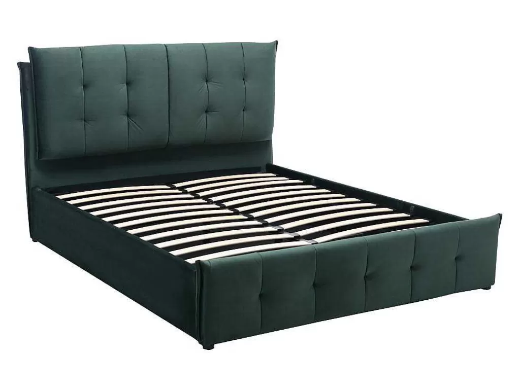 cama_com_espaco_de_arrumao_140_x_200_cm_veludo_verde__colcho__oleria_3.webp Cama Em Veludo*Vente-unique Cama Com Espaco De Arrumação 140 X 200 Cm Veludo Verde + Colchão - Oleria