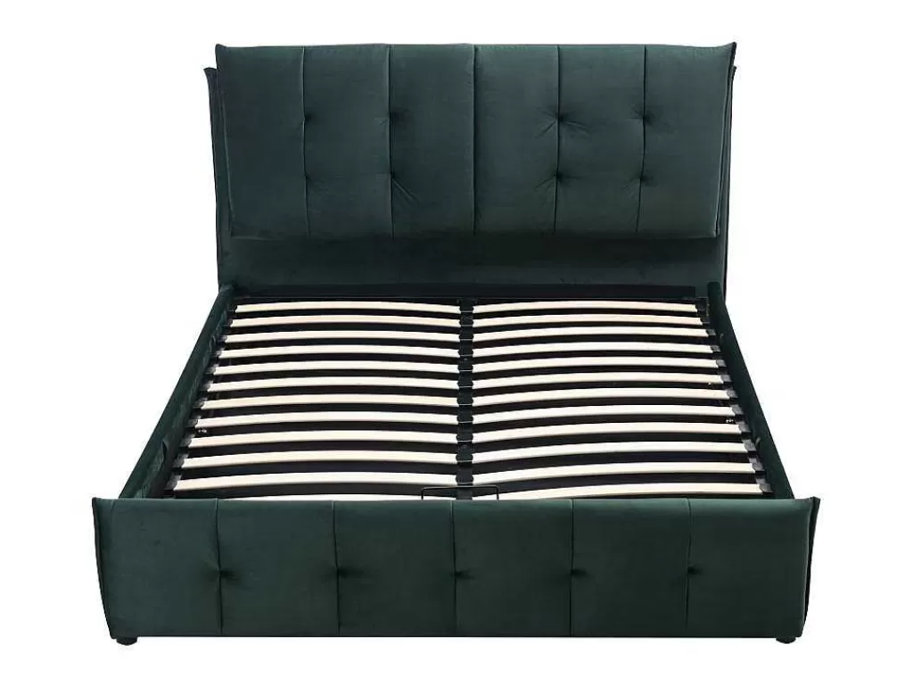 cama_com_espaco_de_arrumao_140_x_200_cm_veludo_verde__colcho__oleria_4.webp Cama Em Veludo*Vente-unique Cama Com Espaco De Arrumação 140 X 200 Cm Veludo Verde + Colchão - Oleria
