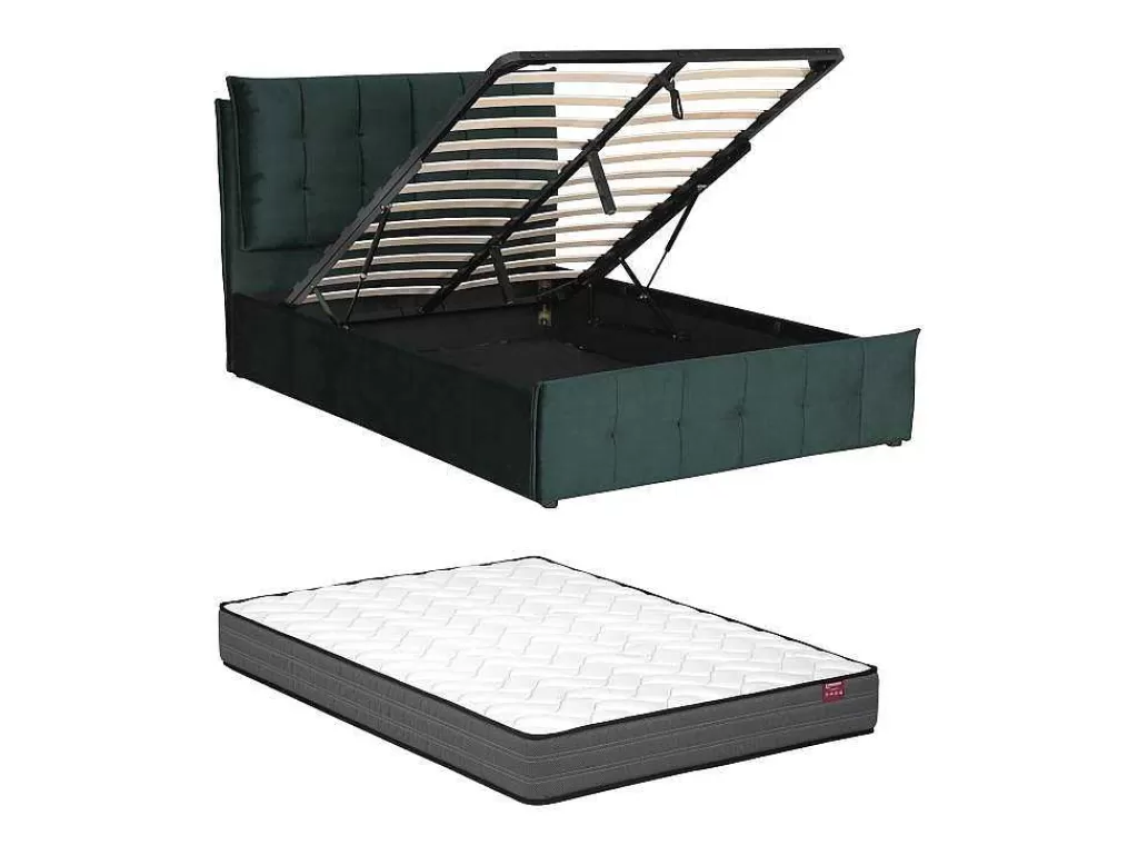 cama_com_espaco_de_arrumao_140_x_200_cm_veludo_verde__colcho__oleria_9.webp Cama Em Veludo*Vente-unique Cama Com Espaco De Arrumação 140 X 200 Cm Veludo Verde + Colchão - Oleria