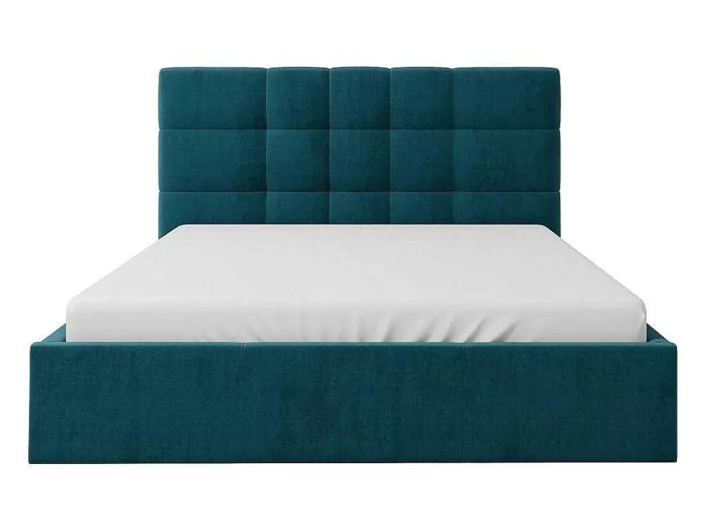 Cama De Adulto*PASCAL MORABITO Cama Com Espaco De Arrumação 140X190 Cm Tecido Azul Esverdeado - Eliava De