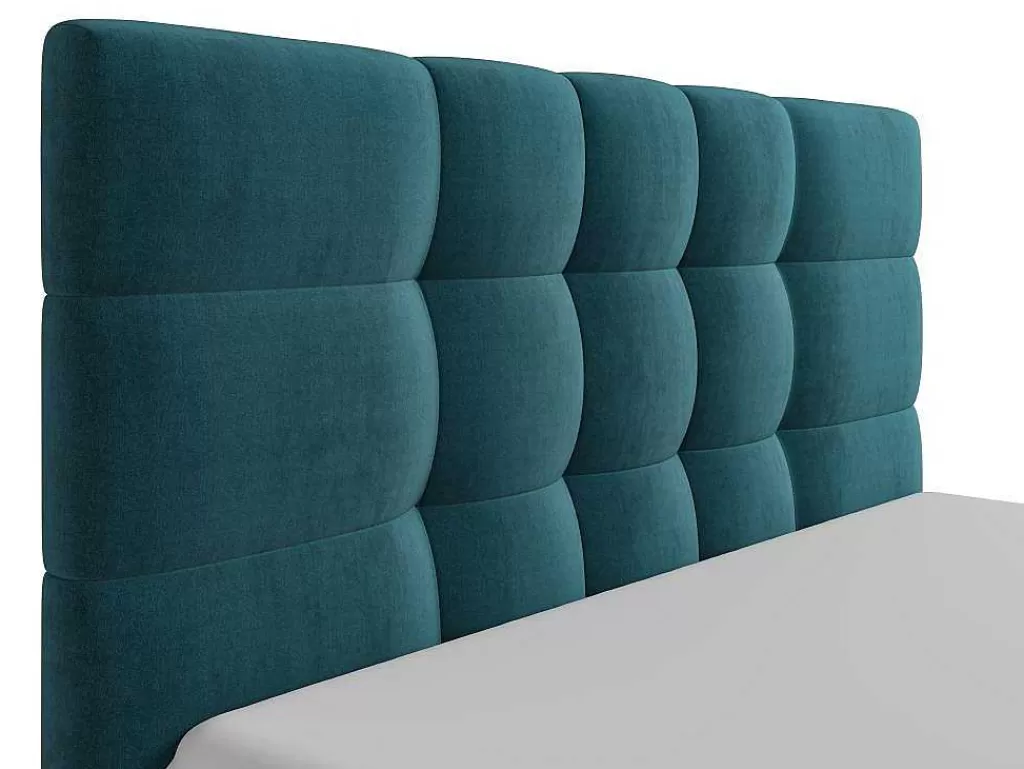 Cama De Adulto*PASCAL MORABITO Cama Com Espaco De Arrumação 140X190 Cm Tecido Azul Esverdeado - Eliava De