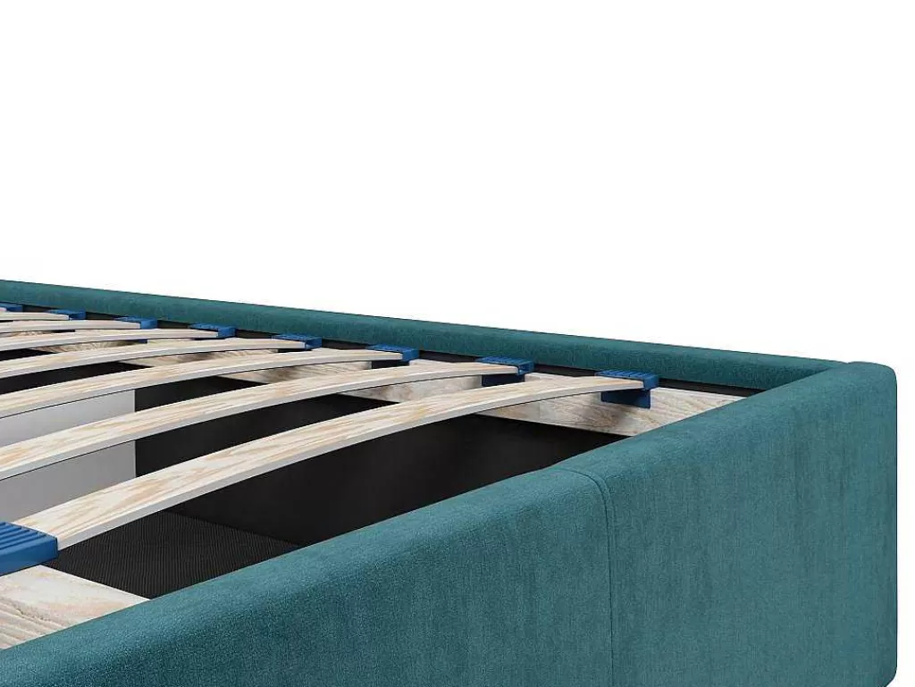 Cama De Adulto*PASCAL MORABITO Cama Com Espaco De Arrumação 140X190 Cm Tecido Azul Esverdeado - Eliava De
