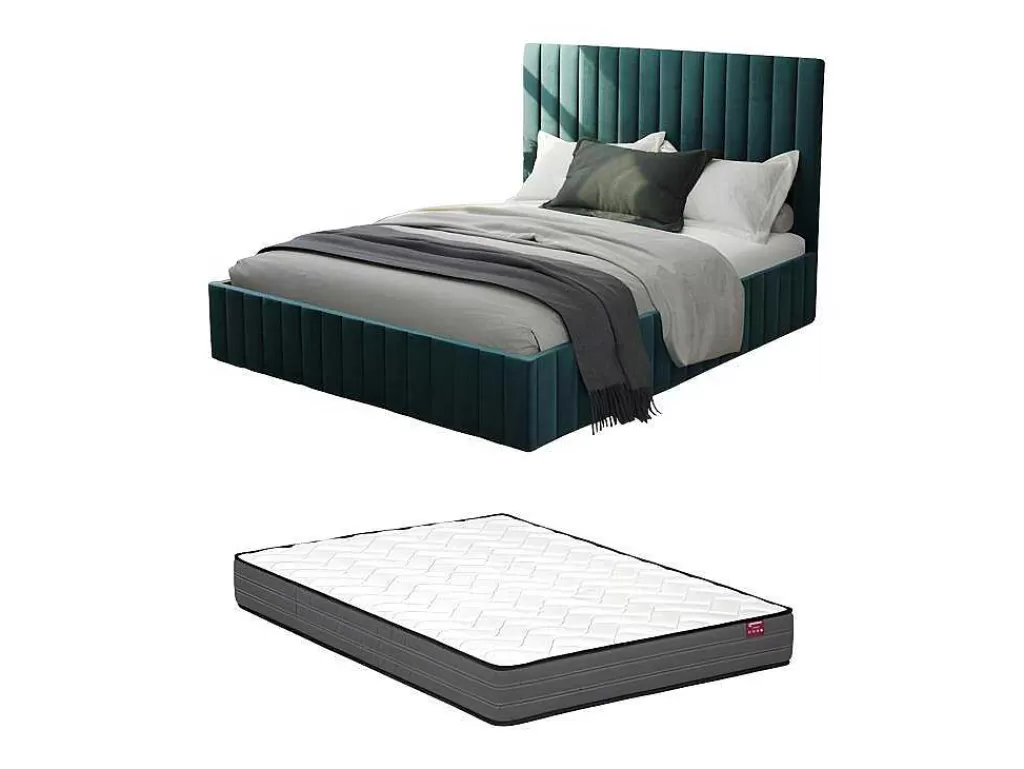 cama_com_espaco_de_arrumao_160_x_200_cm_com_cabeceira_de_cama_costuras_verticais_veludo_azulesverdeado__colcho__larali_6.webp Cama Em Veludo*Vente-unique Cama Com Espaco De Arrumação 160 X 200 Cm Com Cabeceira De Cama Costuras Verticais Veludo Azul-Esverdeado + Colchão - Larali