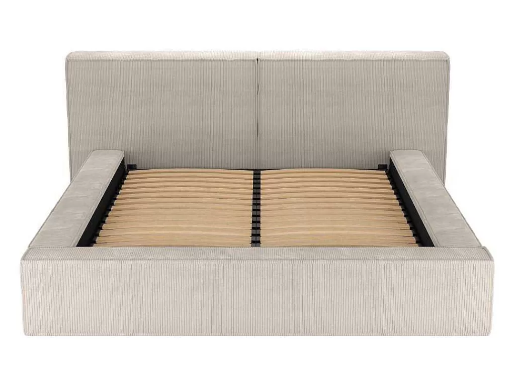 Cama Em Veludo*PASCAL MORABITO Cama Com Espaco De Arrumação De 180 X 200 Cm Em Veludo Canelado Cor Bege - Timano
