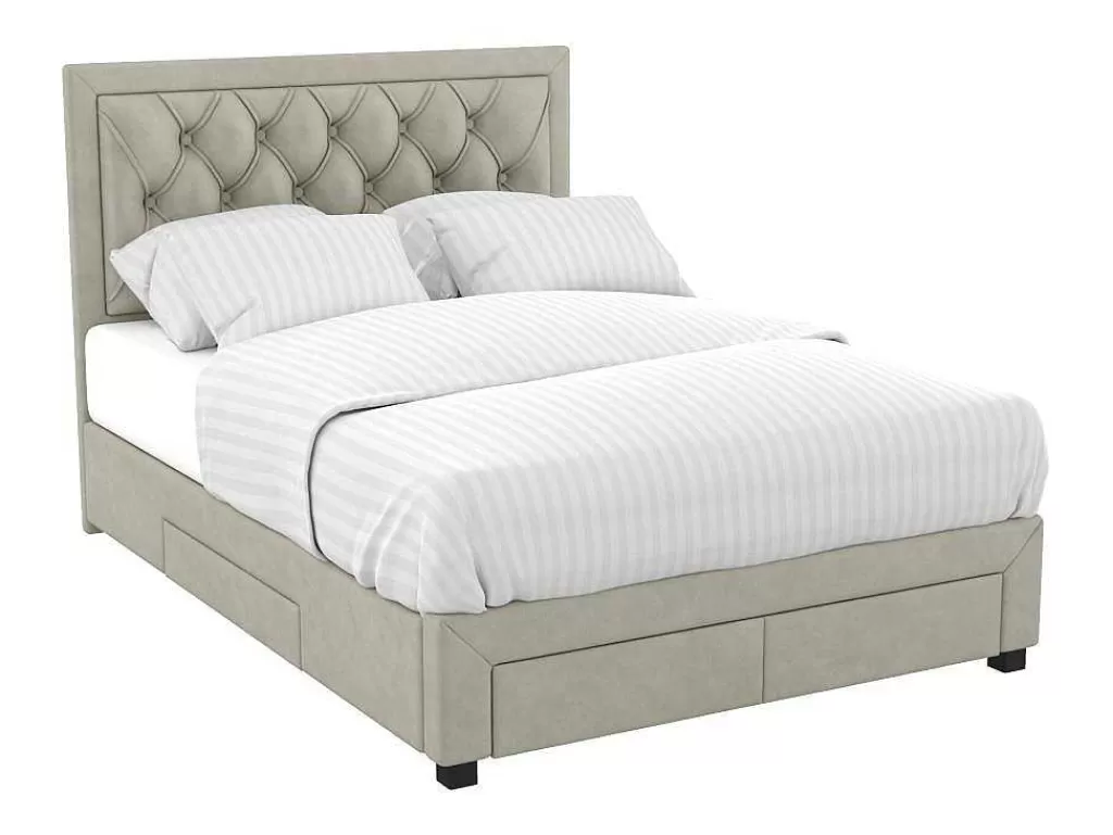 cama_com_gavetas_140_x_190_cm_tecido_veludo_champagne__colcho__leopold_2.webp Cama Em Veludo*Vente-unique Cama Com Gavetas 140 X 190 Cm Tecido Veludo Champagne + Colchão - Leopold