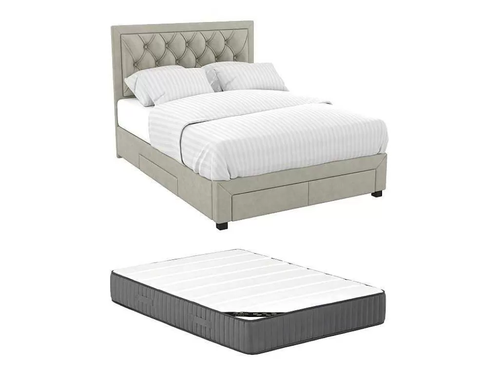 cama_com_gavetas_140_x_190_cm_tecido_veludo_champagne__colcho__leopold_5.webp Cama Em Veludo*Vente-unique Cama Com Gavetas 140 X 190 Cm Tecido Veludo Champagne + Colchão - Leopold