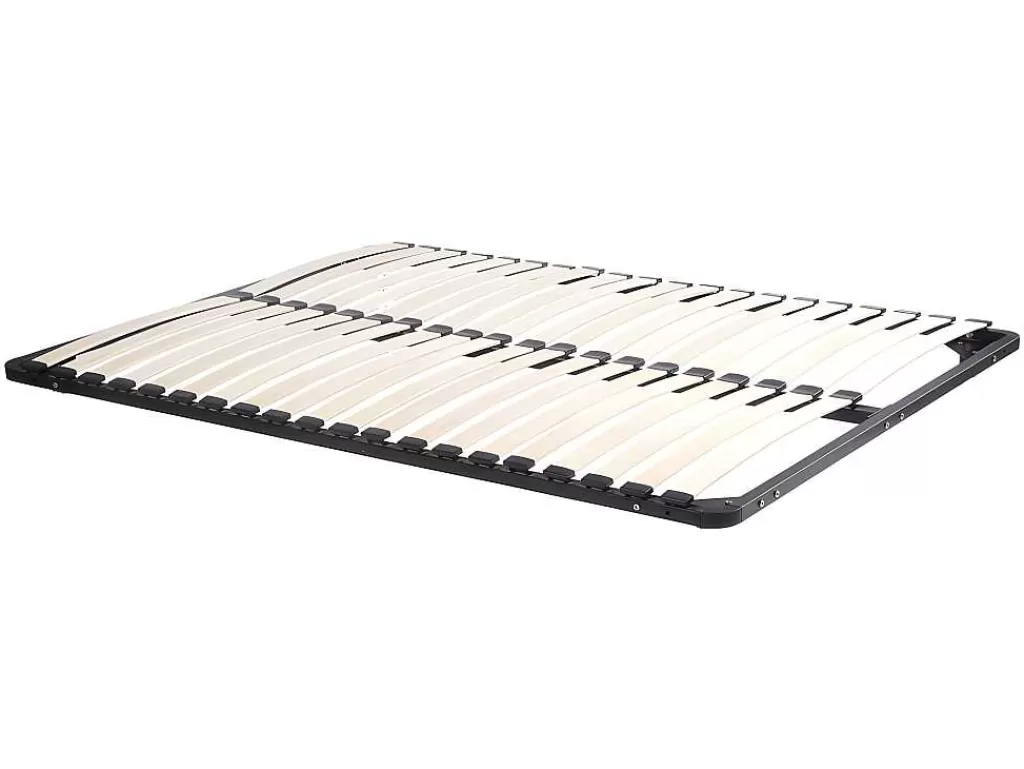 Cama De Adulto*Vente-unique Cama Com Mesas De Cabeceira 160 X 200 Cm, 2 Gavetas, Com Leds, Cor Natural E Antracite + Estrado De Ripas - Francoli