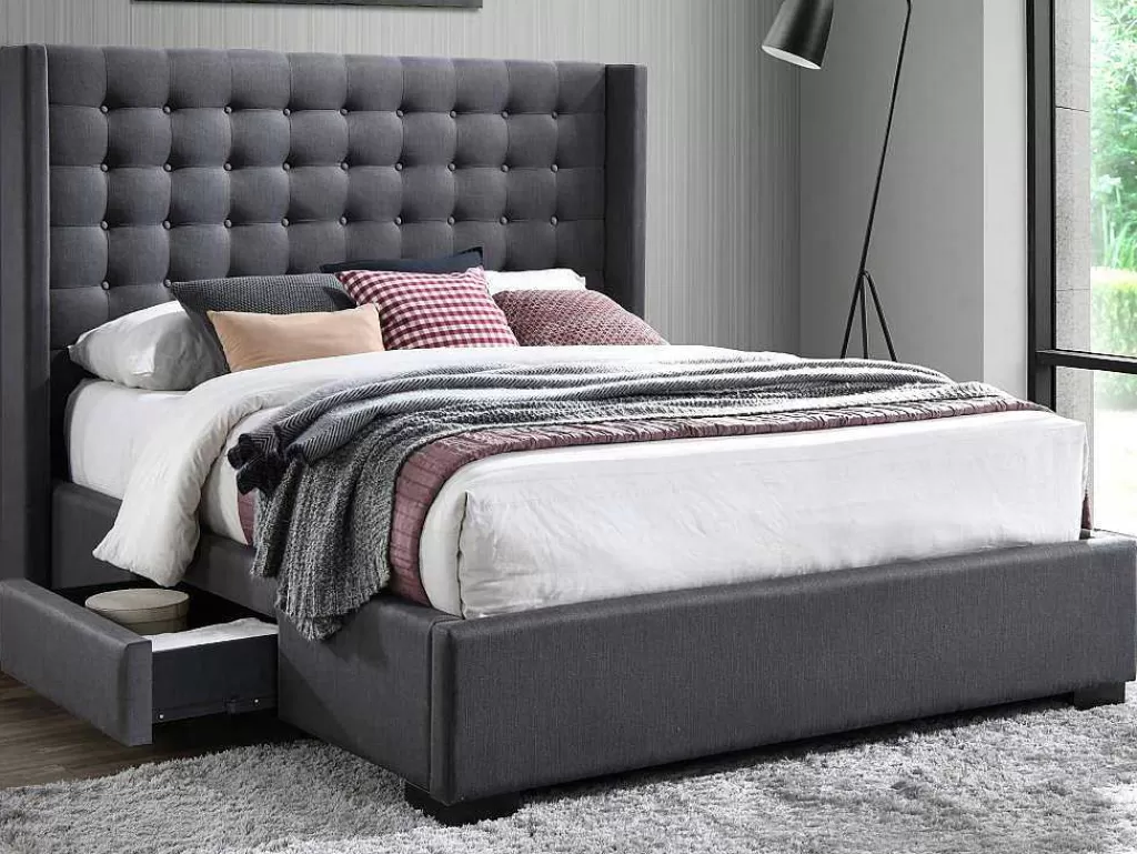 Cama De Adulto*Vente-unique Cama Com Secretária E Arrumação Incluidas 90X200 Cm Branco E Natural + Colchão + Sommier - Gisele