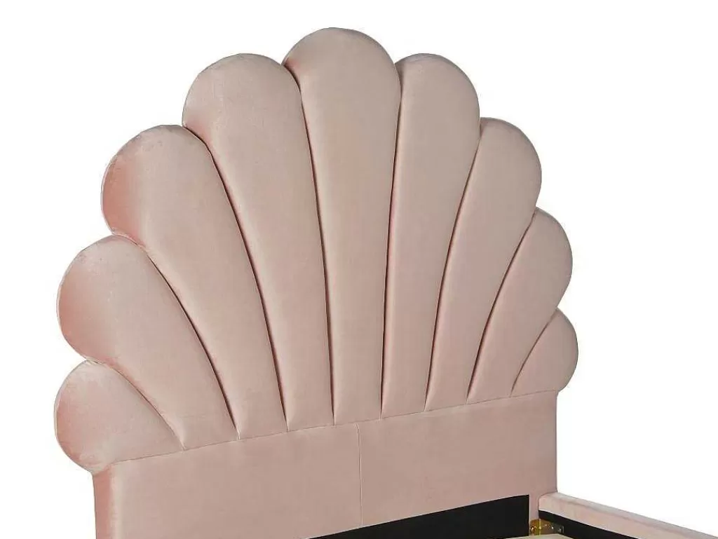 Cama De Criança*Vente-unique Cama Concha De 90X190 Cm Em Veludo Cor Rosa - Moana