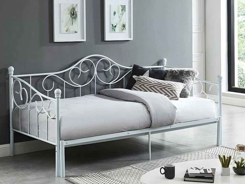 Cama Dupla*Vente-unique Cama Dupla 2X90X200 Ou 180X200 Cm Em Metal Branco - Sebille