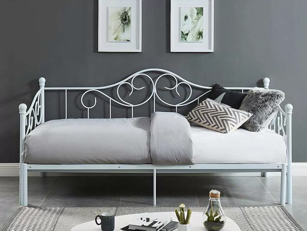 Cama Dupla*Vente-unique Cama Dupla 2X90X200 Ou 180X200 Cm Em Metal Branco - Sebille