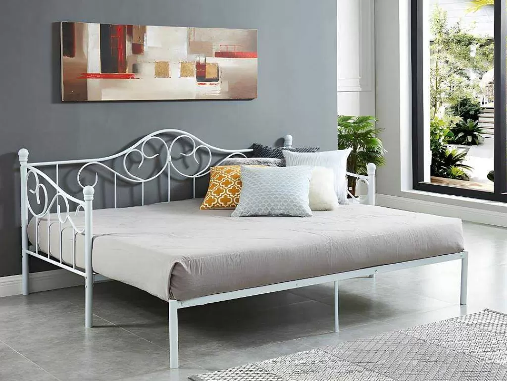 Cama Dupla*Vente-unique Cama Dupla 2X90X200 Ou 180X200 Cm Em Metal Branco - Sebille
