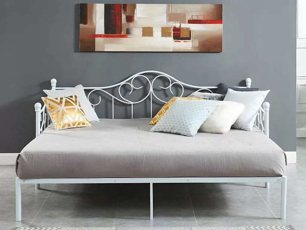 Cama Dupla*Vente-unique Cama Dupla 2X90X200 Ou 180X200 Cm Em Metal Branco - Sebille