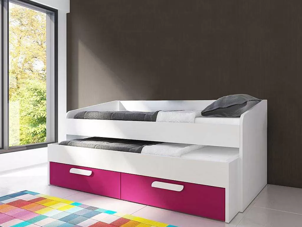 Cama Dupla*Vente-unique Cama Dupla Adams (190 90 Cm)(Fucsia)