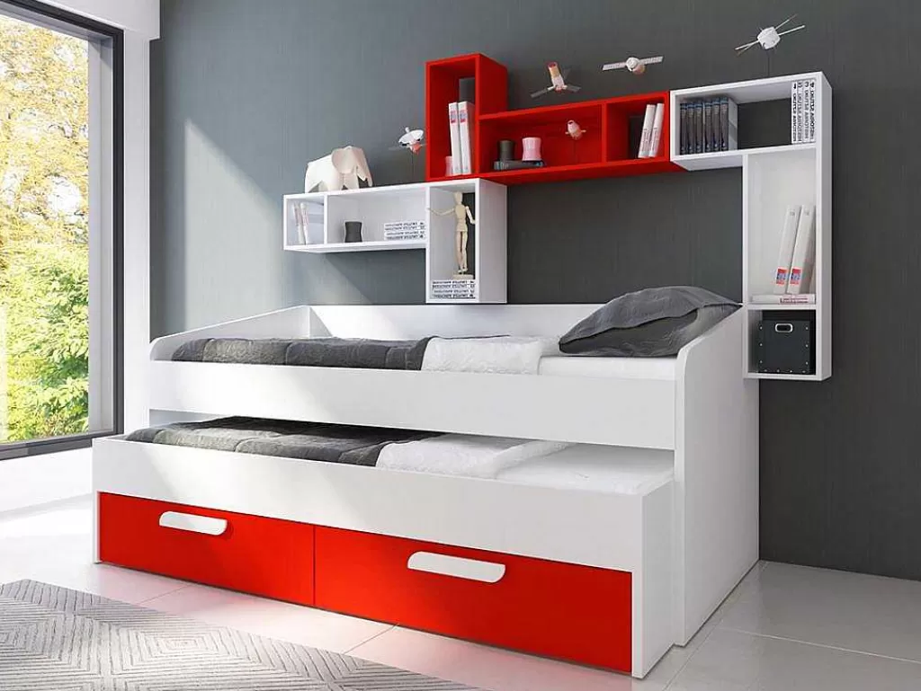 Cama Dupla*Vente-unique Cama Dupla Adams (190 90 Cm)(Vermelho)