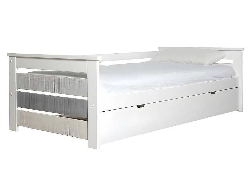 Cama Dupla*Vente-unique Cama Dupla Banco 2X90X190 Cm Mdf Branco + Colchões - Celiane