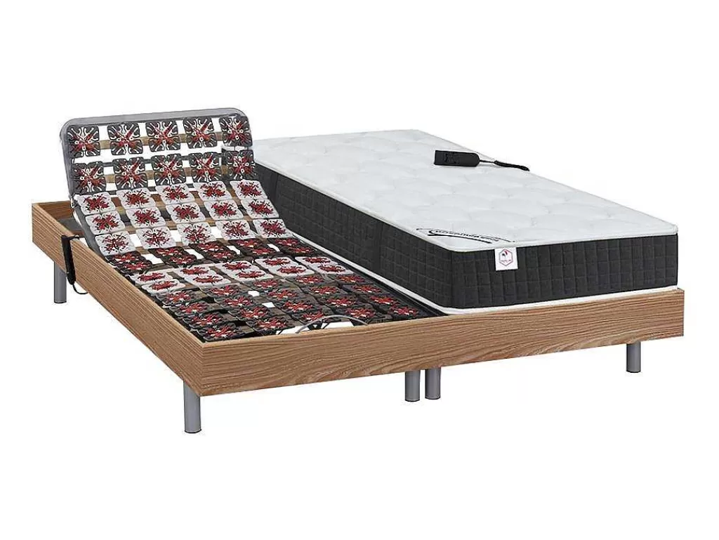 Cama Articulada*DREAMEA Cama Elétrica Articulada Terminais E Colchão De Molas Ensacadas E Memória De Forma - Motores Okin - Carvalho - 2X80X200 Cm - Phanes Da